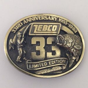 Zebco 33rd Anniversary gold belt buckle